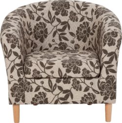 HOME - Floral - Fabric Tub Chair - Chocolate